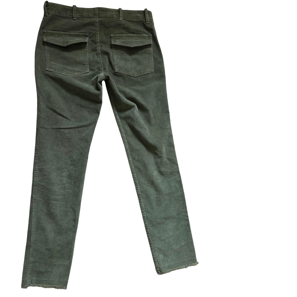 Nili Lotan Jenna Corduroy Pants Olive Green Slim Straight Raw Hem Womens Size 0 - Picture 7 of 7